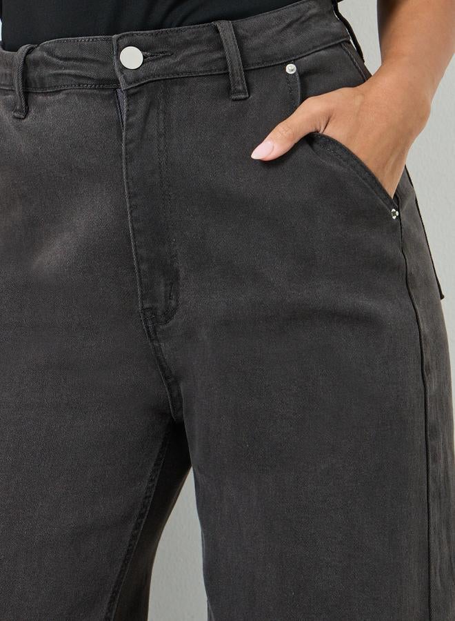 ستايلي جينز بقصة أرجل واسعة وخصر عالي - Image 2